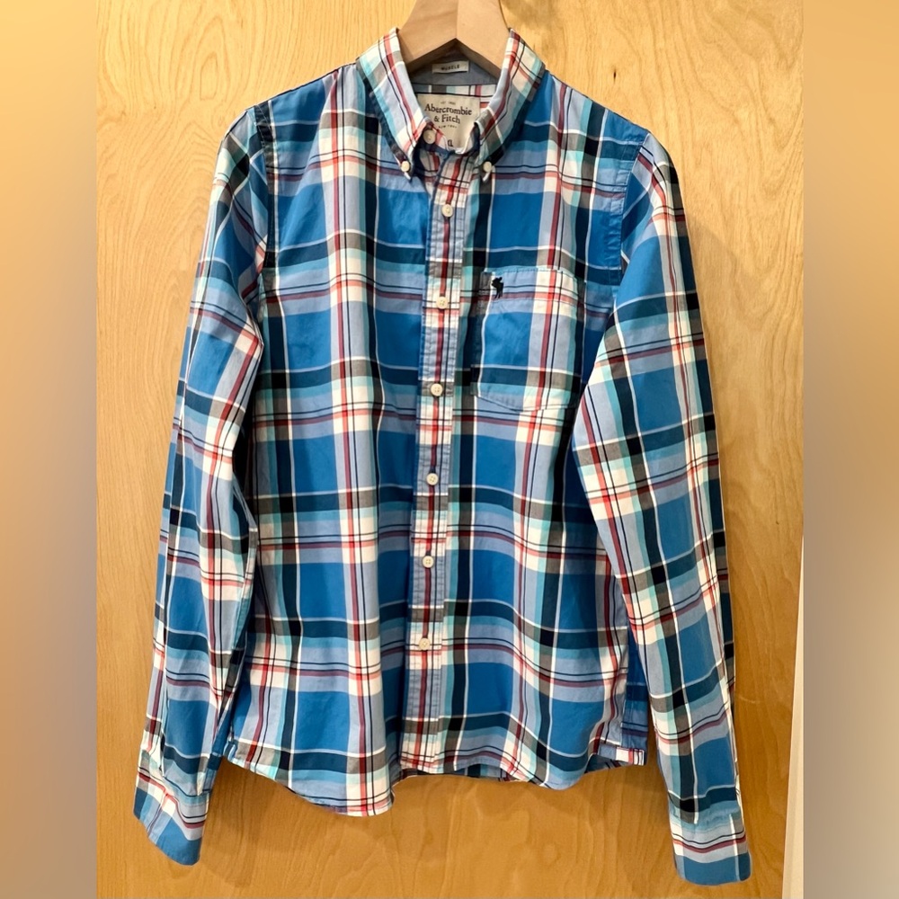 Abercrombie & Fitch Men's Shirt Button Up Plaid Muscle Fit XXL